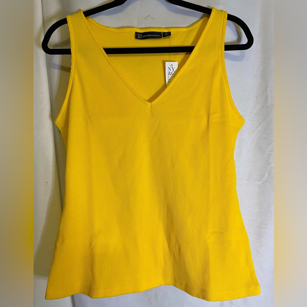 NWT New York & Company Bright Yellow Cotton Blend Sleeveless Top Size Medium